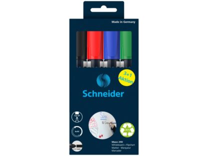 Marqueur pour tableau blanc Schneider 4 couleurs/set