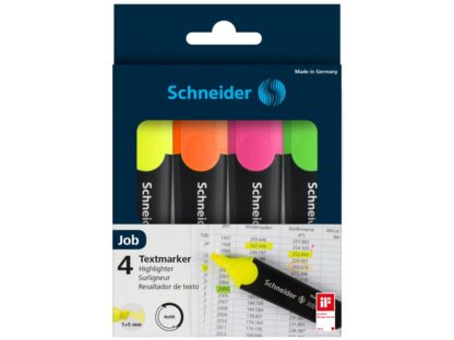 Portefeuille surligneurs job Schneider x4 couleurs/set