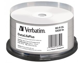 VERBATIM BD-R DL 50GB 6X WIDE THERMAL PRINTABLE NO ID HARD COAT 25 PACK SPINDLE