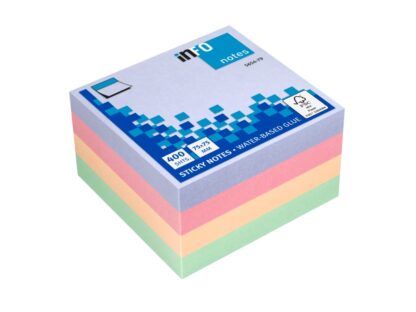 Notes autocollantes cube Harmony 75 x 75 mm 400 feuilles Info Notes