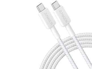 Câble d'alimentation et de données Anker, USB Type-C (T) vers USB Type-C (T), longueur 1,8 m, taux de transfert 480 Mbps, 60 W, revêtement nylon, tressé, blanc