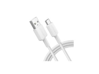 Câble d'alimentation et de données Anker, USB-A (T) vers USB Type-C (T), longueur 1,8 m, taux de transfert 480 Mbps, revêtement en nylon, tressé, blanc
