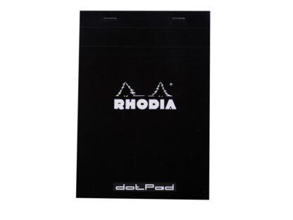 Rhodia BLACK tête agrafée dotPad N°16, 14,8 x 21 cm, 80 sh. 80 g points matriciels 5mm