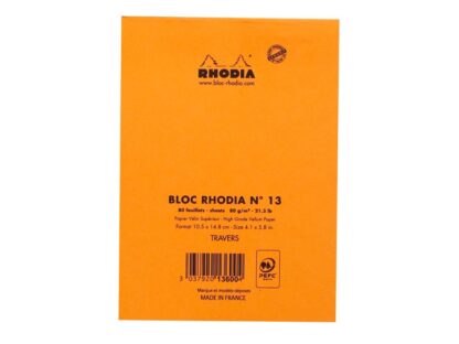 Rhodia ORANGE bloc agrafé à tête N°13, 10,5 x 14,8 cm, 80 sh. ligné 80 g – Image 3
