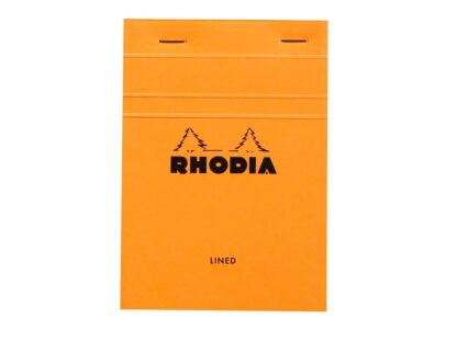Rhodia ORANGE bloc agrafé à tête N°13, 10,5 x 14,8 cm, 80 sh. ligné 80 g