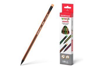 Crayon graphite triangulaire avec gomme ErichKrause® VIVO® HB (en boîte de 12 pièces)