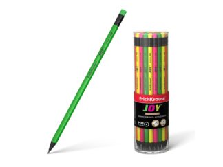 Crayon plastique graphite à section ronde avec gomme ErichKrause® JOY® HB (en tube de 42 pièces)