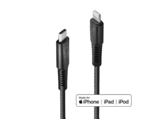 Câble Lindy 3m Type C vers Lightning, Noir, Renforcé, PD 2.0