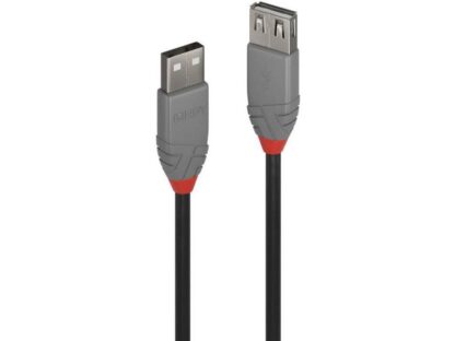 Câble de transfert de données Lindy LY-36701, USB 2.0 Mâle type A - USB 2.0 Femelle type A, 0,5 m, Anthra Line