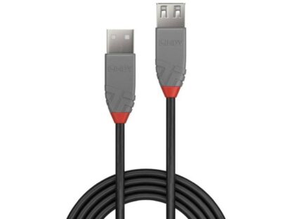 Câble de transfert de données Lindy LY-36702, USB 2.0 Mâle type A - USB 2.0 Femelle type A, 1 m, Anthra Line – Image 2