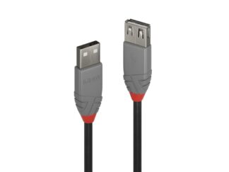 Lindy Câble USB 2.0 Ext. USB 2 m, bande passante 480 Mbps, Anthra