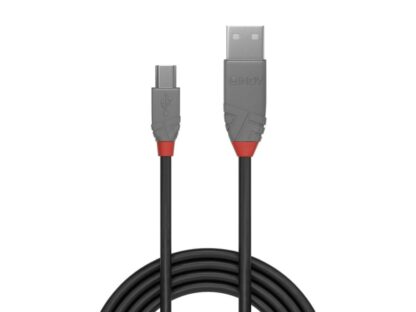 Câble de transfert de données Lindy LY-36723, USB 2.0 Type A vers Mini-B, 2 m, Anthra Line – Image 2