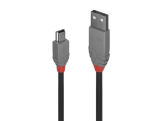 Câble de transfert Lindy LY-36725, USB 2.0 Type A vers Mini-B, 5 m, Anthra Line