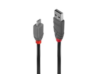 Câble de transfert Lindy LY-36732, USB 2.0 Type A vers MicroUSB, 1 m, Anthra Line