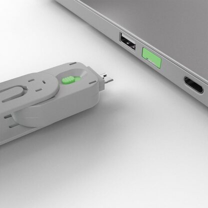 Bloqueur de port Lindy USB A (sans clé) Vert Description USB Type A Dimensions (environ) LxPxH - 18x75,16x12 mm (0,71x2,96x0,47 pouces) Matériau du boîtier - ABS Poids net - 0,008 kg (0,02 lb) Code couleur - Vert Emballage Type - Polybag Dimensions de l'emballage - 133x144mm (5,24x5,67 pouces) Poids brut - 0,013 kg – Image 4