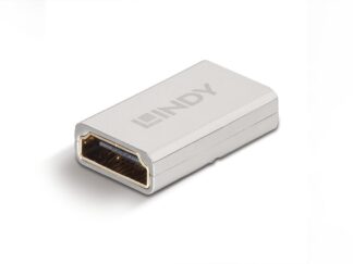 Adaptateur Lindy HDMI 2.1, connecteur A HDMI femelle, connecteur B HDMI femelle, vitesse de transmission supportée 48Gbps, résolution maximale 8K UHD 7680x4320@60Hz 4:4:4 10-bit, gri