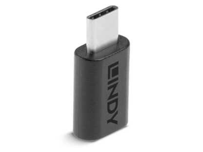 Adaptateur Lindy USB 3.2 Type C la C, dimensions 26.5x13x7.5mm, vitesse de transmission 20Gbps, noir – Image 3