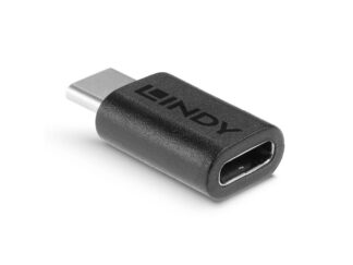 Adaptateur Lindy USB 3.2 Type C la C, dimensions 26.5x13x7.5mm, vitesse de transmission 20Gbps, noir