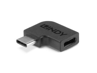 Adaptateur Lindy USB-C 3.2 la USB C 90°, matériau PVC, températures de fonctionnement -10°C - 80°C (14°F - 176°F), noir