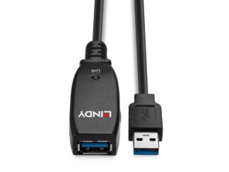 Câble d'extension actif Slim USB 3.0 Lindy, 15 m, noir