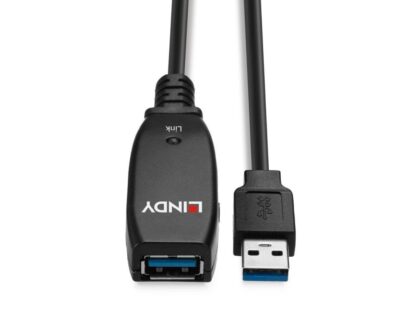 Câble d'extension actif Slim USB 3.0 Lindy, 15 m, noir