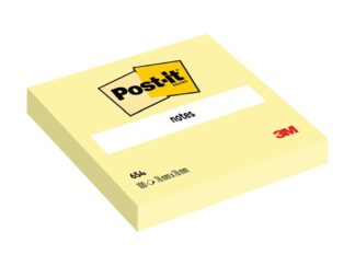 Notes adhésives Post-it 76 x 76 mm 100 feuilles Jaune canari 3M