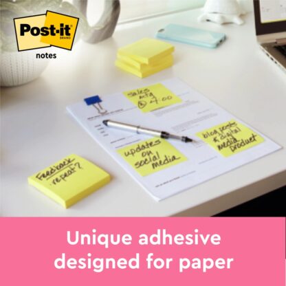 Notes adhésives Post-it 51 x 38 mm 3/set 300 feuilles Jaune canari 3M – Image 3