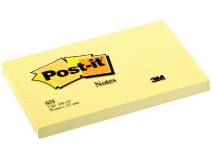 Notes adhésives Post-it 56 x 127 mm 100 feuilles Jaune canari 3M