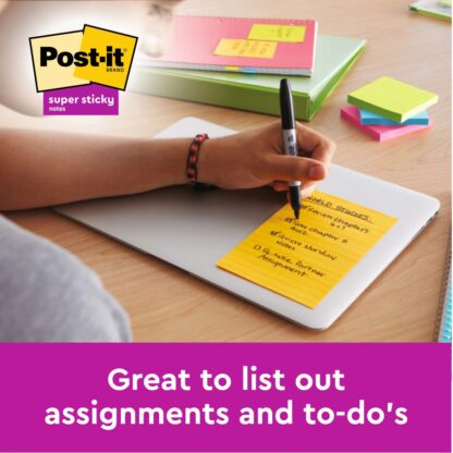 Notes autocollantes Post-it néon 102 x 152 mm, 100 feuilles, lignées 3M – Image 6