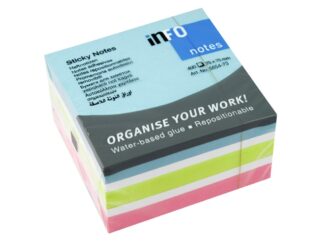 Cube adhésif multicolore 75 x 75 mm, 400 feuilles Info Notes