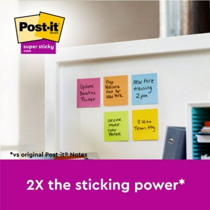 Post-it Super Sticky notes, 76 x 76 mm, 90 flles, 5-pack Bleu/Vert – Image 2