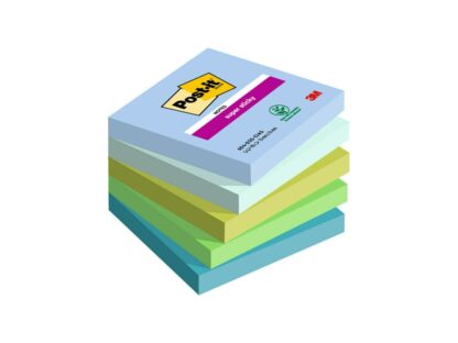 Post-it Super Sticky notes, 76 x 76 mm, 90 flles, 5-pack Bleu/Vert