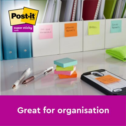 Post-it Super Sticky notes, 76 x 76 mm, 90 flles, 5-pack Bleu/Vert – Image 5