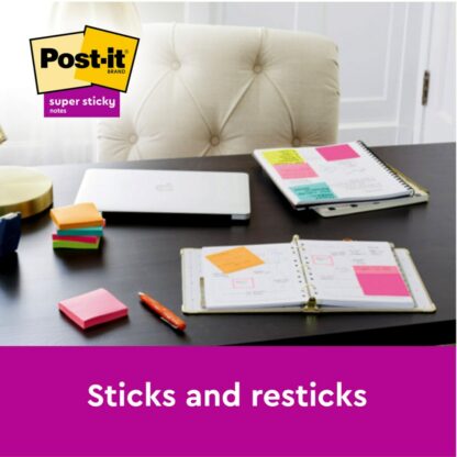 Post-it Super Sticky notes, 76 x 76 mm, 90 flles, 5-pack Bleu/Vert – Image 6