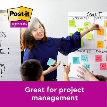 Post-it Super Sticky notes, 76 x 76 mm, 90 flles, 5-pack Bleu/Vert – Image 7