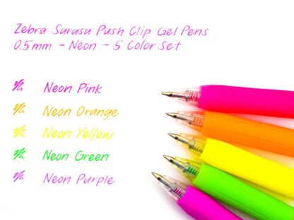 Stylo gel néon 5 couleurs / Set zébré – Image 2