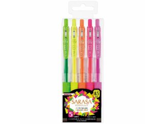 Stylo gel néon 5 couleurs / Set zébré