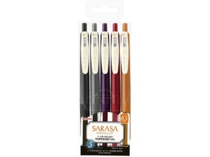 Stylo gel 0,5 mm Zebra Sarasa Clip Gel Vintage 2, 5/set 69421
