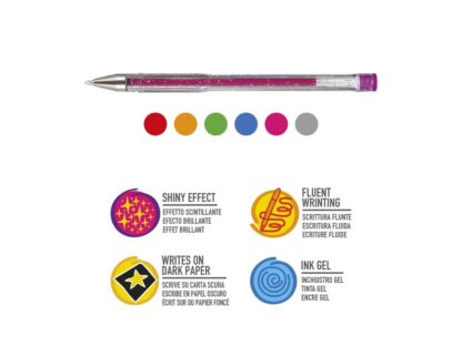 Stylo a encre gel Carioca Glitter 6 cul/etui – Image 2