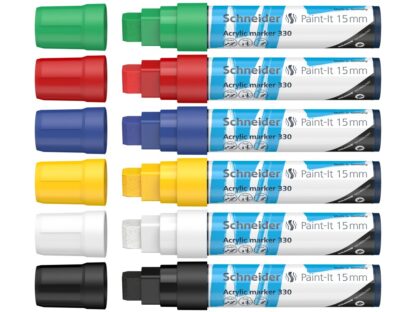 Marqueur acrylique Paint-It 330 15 mm Wallet Set1 6 pièces assorties – Image 2