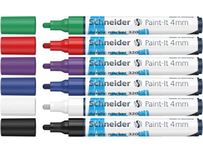 Marqueur acrylique Paint-It 320 4 mm Wallet Set1 6 pièces assorties – Image 2