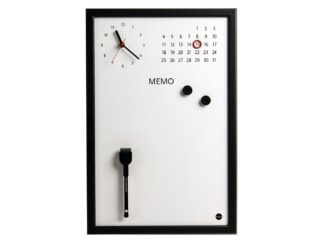 Horloge magnétique "Memo", cadre gris, 45 x 30 cm