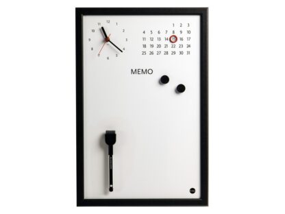 Horloge magnétique "Memo", cadre gris, 45 x 30 cm